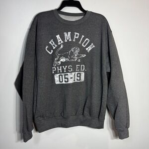 Champion‎ Phys Ed Sweatshirt Gray Crewneck Long Sleeve Athletic Mens XL